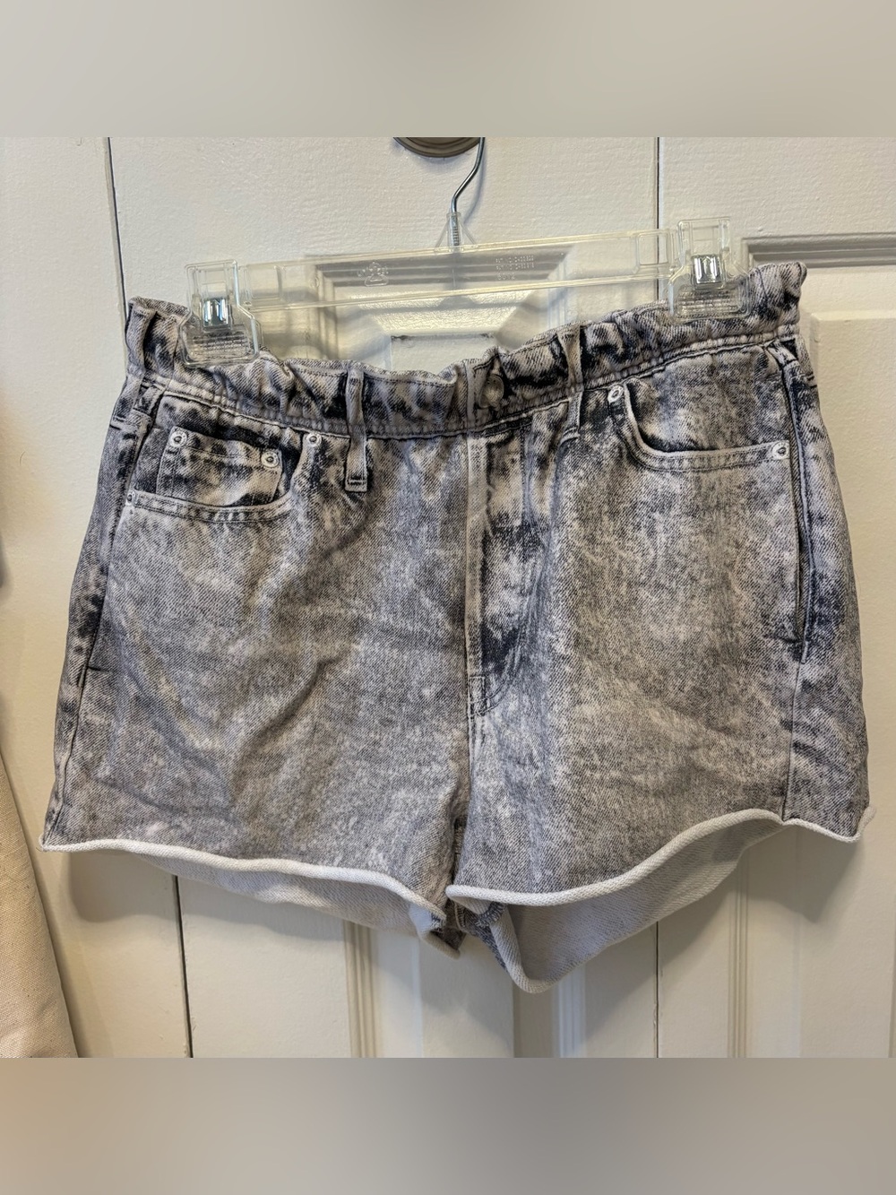 rag & bone Black & White Acid-Wash Faux Denim 100% cotton Shorts